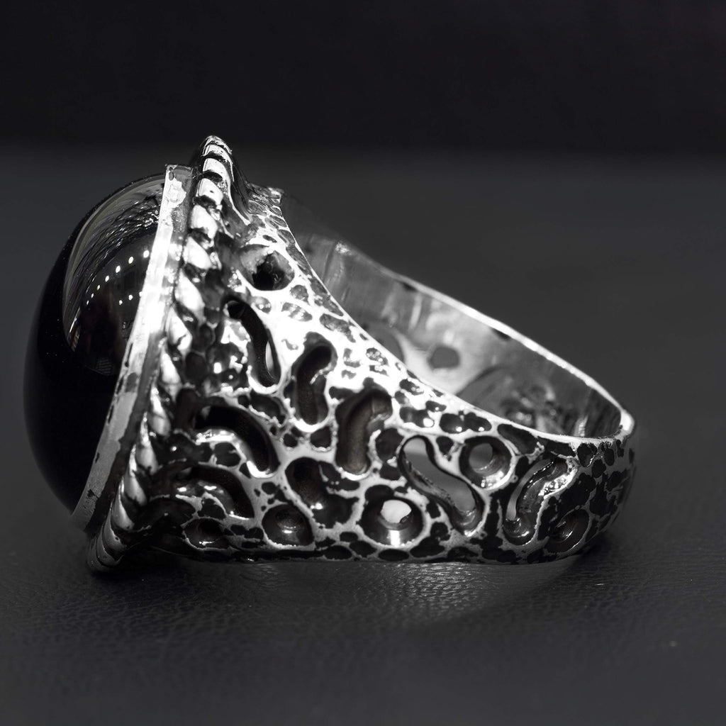 925 Sterling Silver Ring - Bold and Stylish Design with Natural Onyx Stone — 5