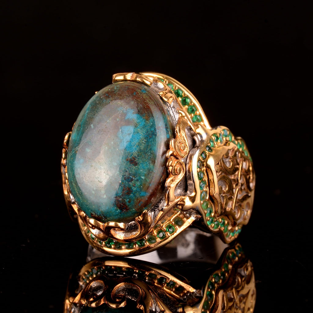 925 Sterling Silver Ring, Natural Chrysocolla Stone Ring, Handmade Ring — 5