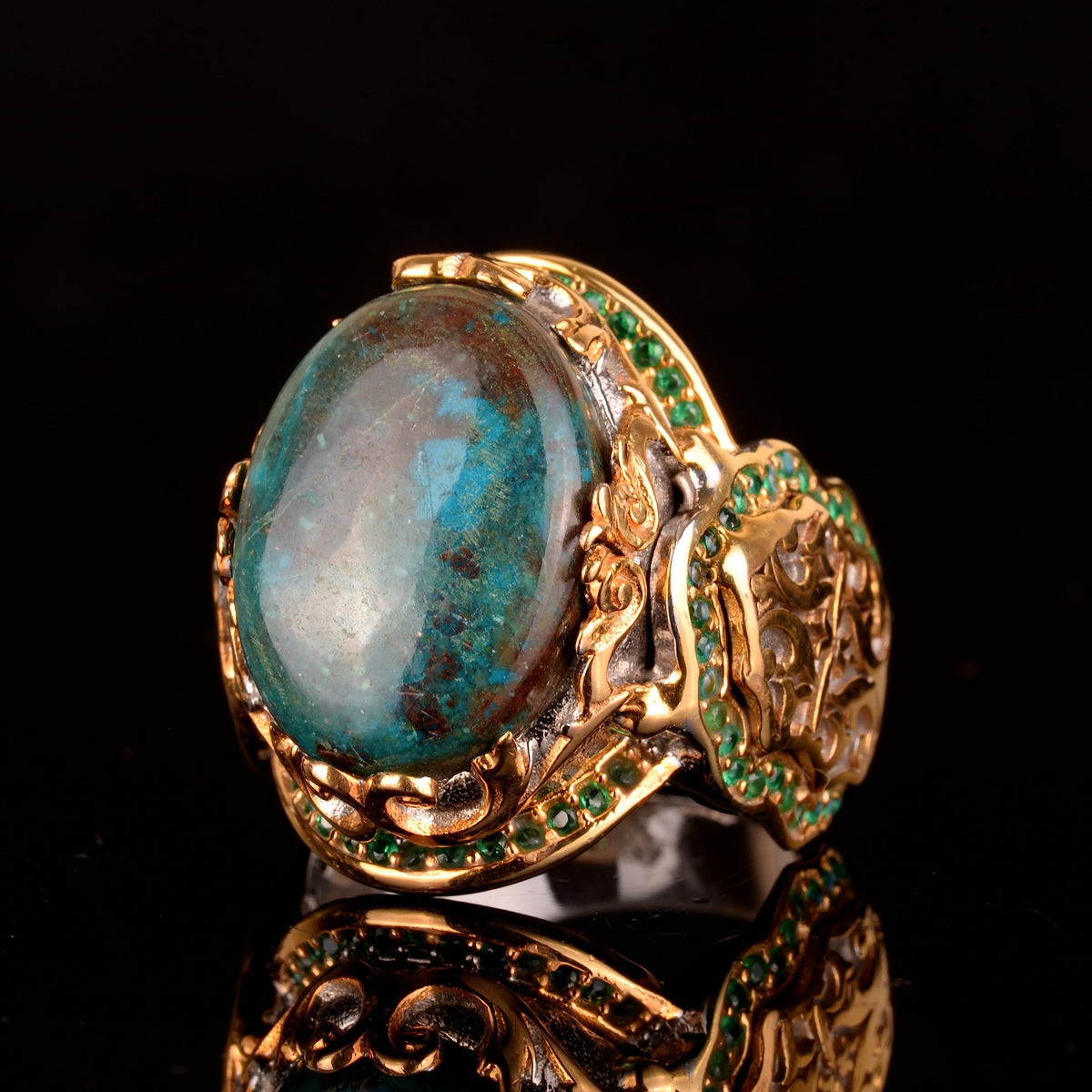 925 Sterling Silver Ring, Natural Chrysocolla Stone Ring, Handmade Ring — 5