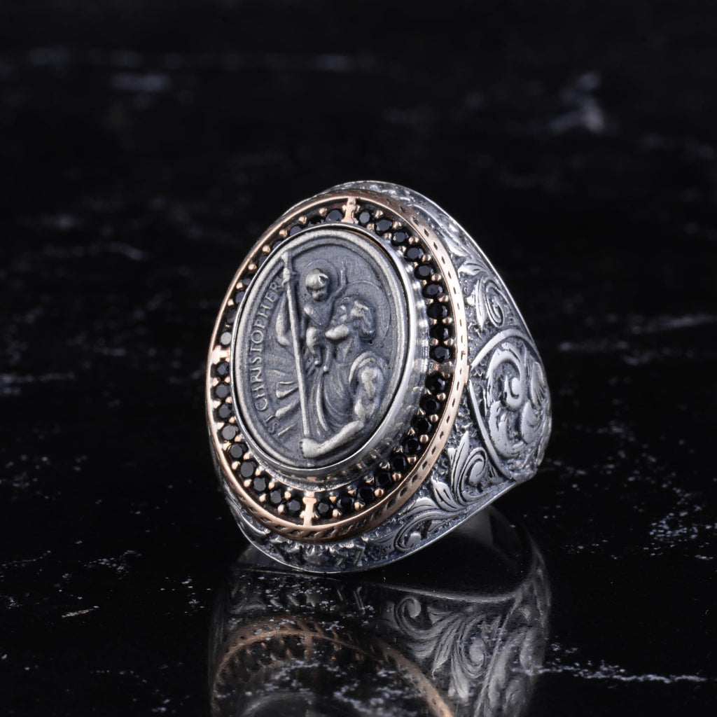 KAMBO Symbolic Large Men's Ring 925 Sterling Silver - Motif Statement Ring - Antique Inspired Vintage Byzantine Engraved Men's Jewelry (Grim Reaper) — 3
