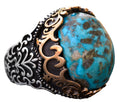Handmade Natural Turquoise Ring | 925 Sterling Silver Men's Ring | Protection and Healing Design