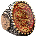 KAMBO Solomon Men's Ring Handmade 925 Sterling Silver Solid Silver Minimalist Arabic Design David of Star Motif Statemen