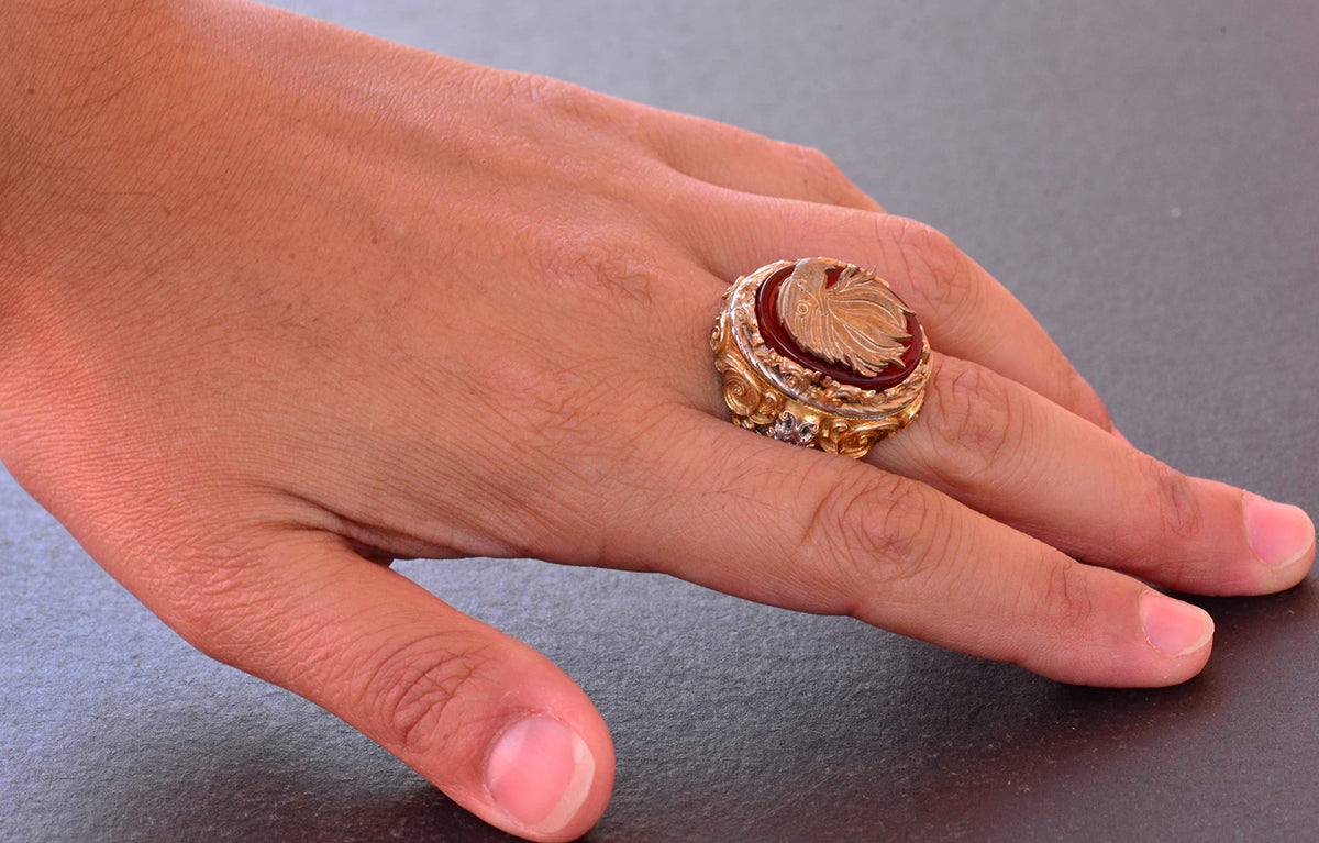 Handmade Hawk Ring - 925 Sterling Silver Gold Plated — 6