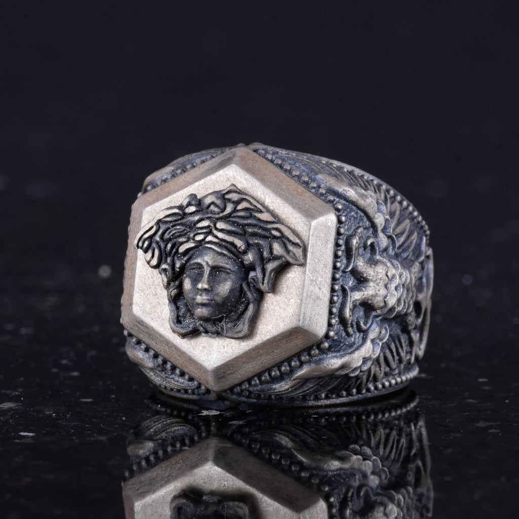 Medusa Motif 925 Sterling Silver Ring, Symbol of Courage Ring — 6