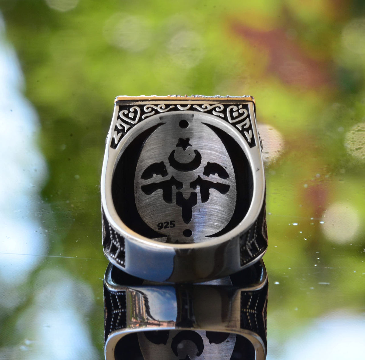KAMBO Handmade 925 Sterling Silver Double Headed Eagle Ring for Men, Gothic Vintage Statement Jewelry, Large Animal Desi