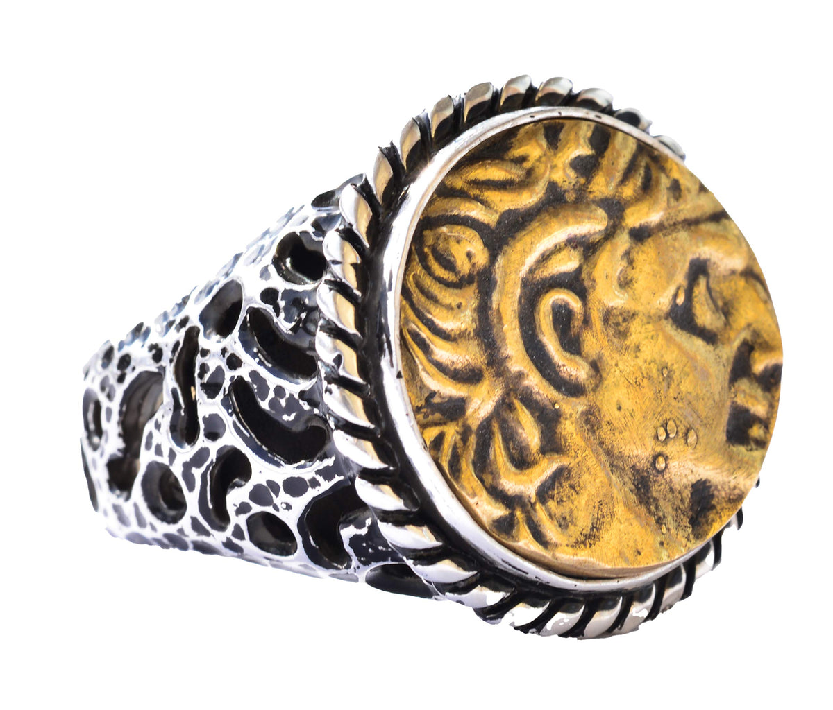 Silver Ring - Antique Coin Design and Mythological Motif
