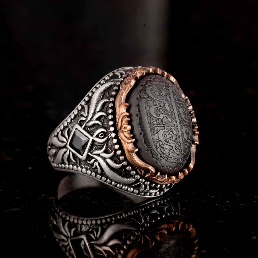Natural Hematite Stone Ring, Islamic Ring, 925 Sterling Silver Ring — 4