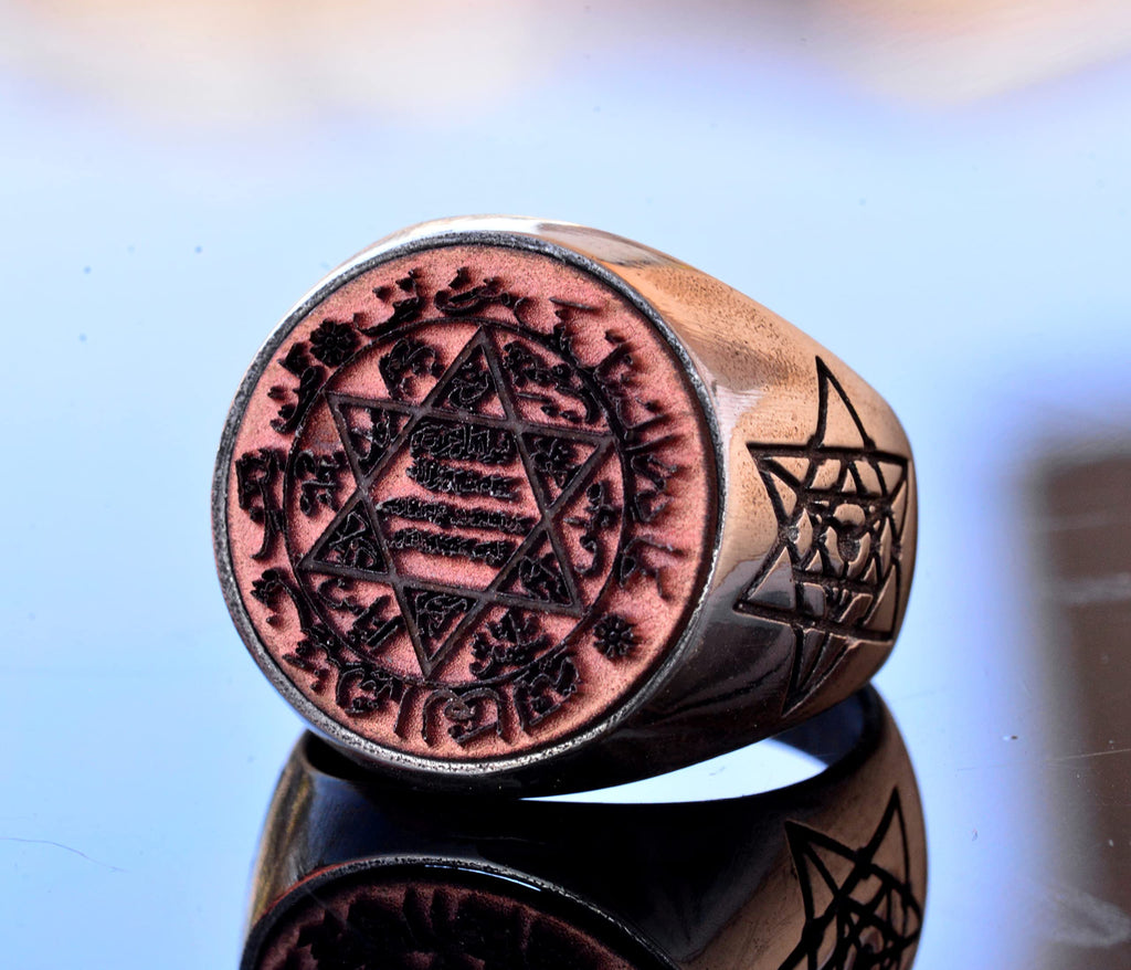Handcrafted 925 Sterling Silver Men's Ring with Solomon Seal, Star of David Signet Design, Unique Sterling Silver Ring