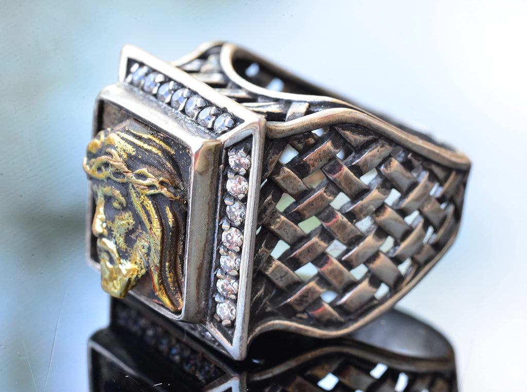 Kambo Handcrafted Silver Men's Ring | Jesus Savior Seal | Christian Jewelry - Faith and Devotion Design — 4