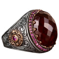 Natural Garnet Stone Ring, 925 Sterling Silver Ring