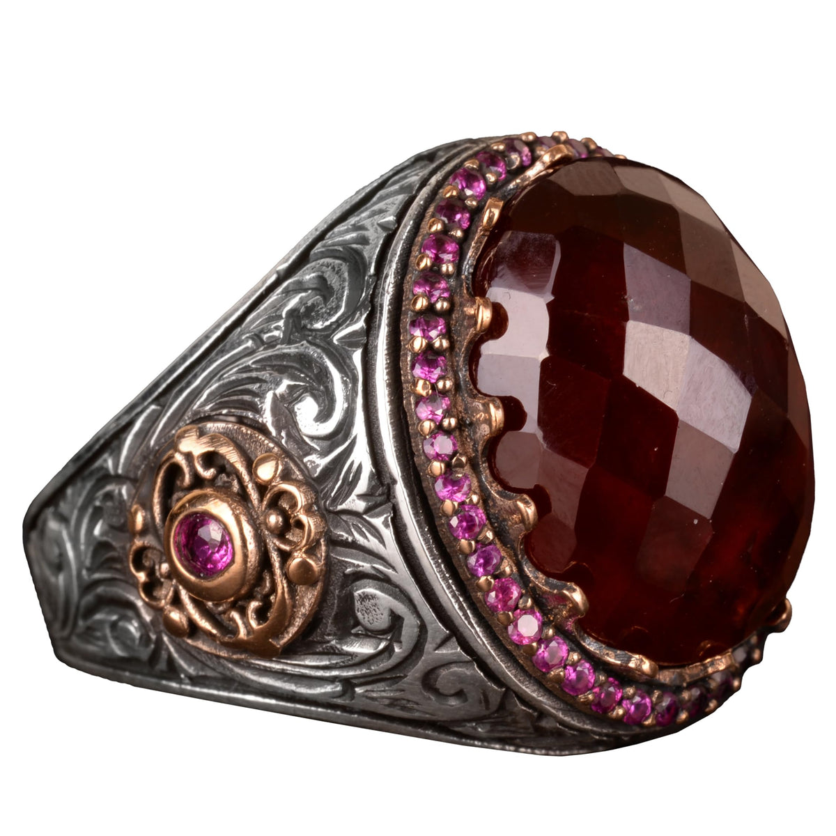 Natural Garnet Stone Ring, 925 Sterling Silver Ring