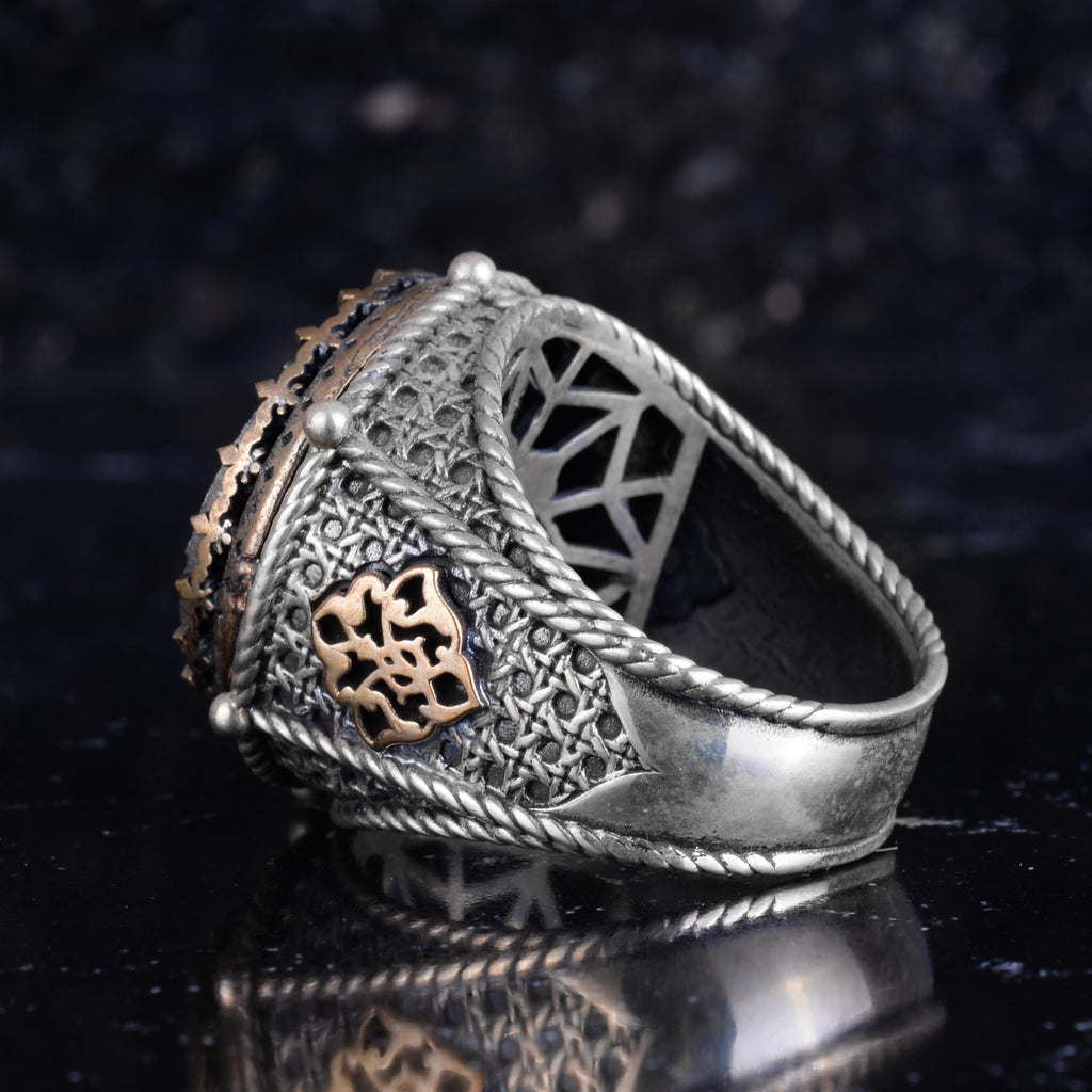 KAMBO Star of David Men's Ring 925 Sterling Silver – Engraved Seal of Solomon Ring – Handmade Vintage Religious Symbol Jewelry — 7