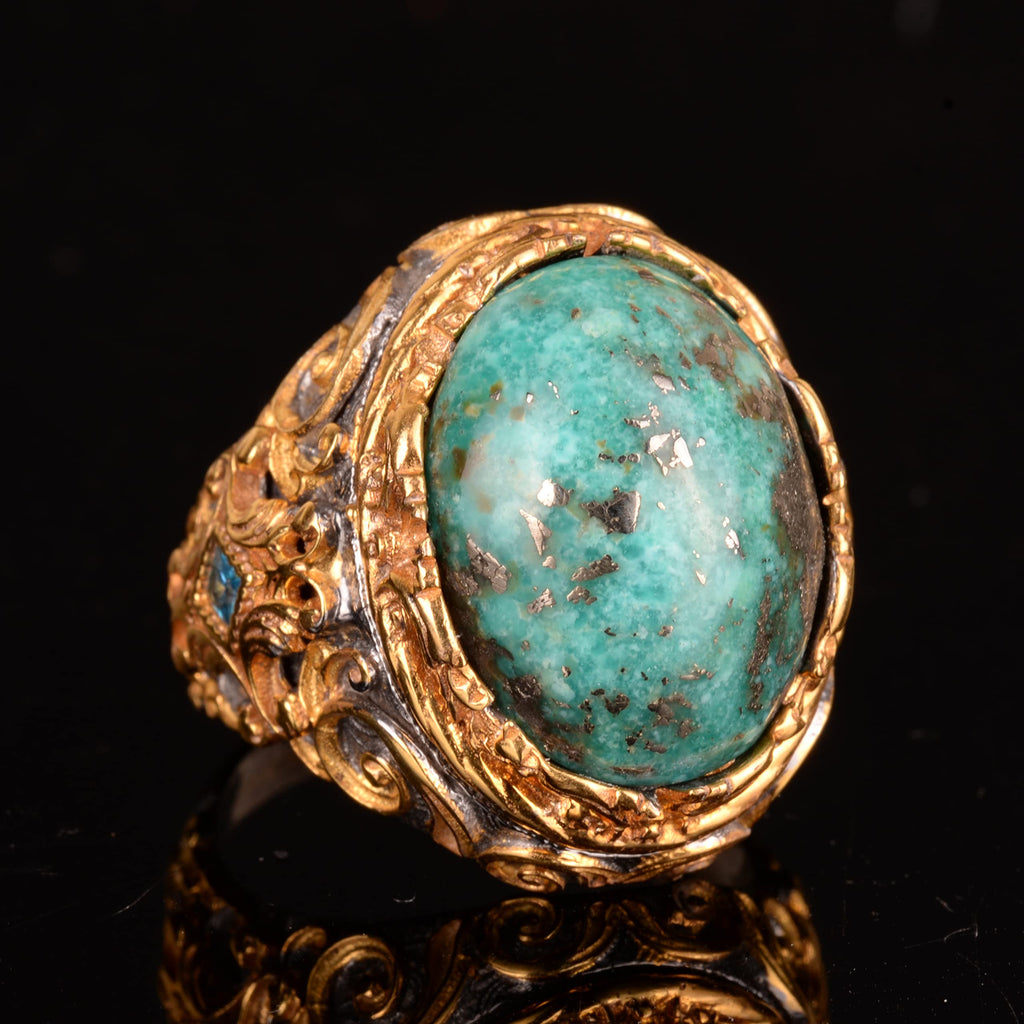 Natural Arizona Turquoise Stone Ring, 925 Sterling Silver (Model-5) — 4
