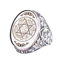 KAMBO Symbol Ring for Men Large Seal Solomon Ring - 925 Sterling Silver Arabic Calligraphy - Handmade Statement Symbol Jewelry