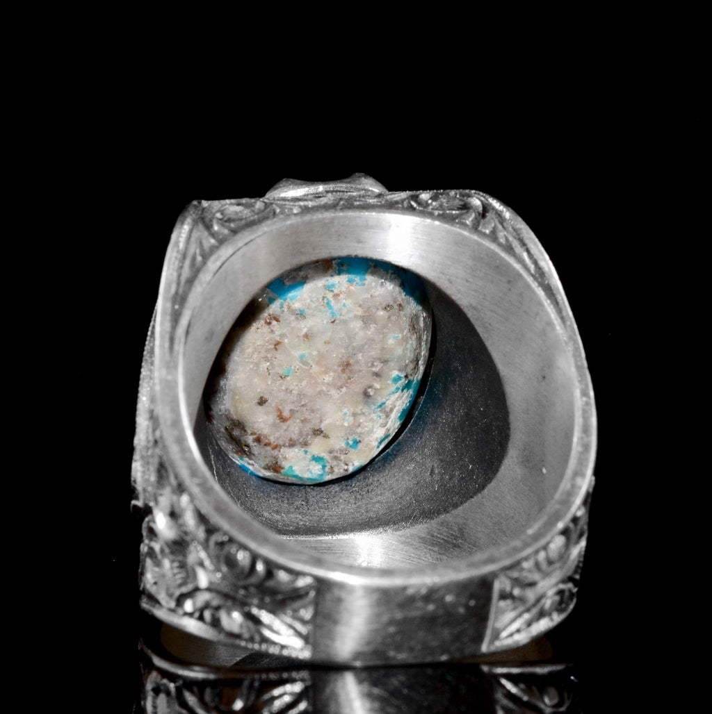 KAMBO Handmade 925 Sterling Silver Men's Byzantine Ring with Natural Pearl Gemstone, Vintage Statement Jewelry, Elegant 