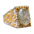 Natural Rutilated Quartz Stone Ring, 925 Sterling Silver