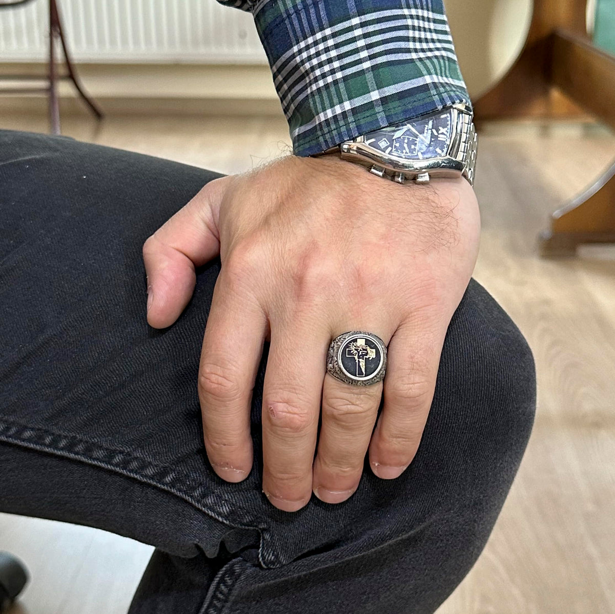 Cross Ring - Men's 925 Sterling Silver Christian Ring - Jesus Ring — 3