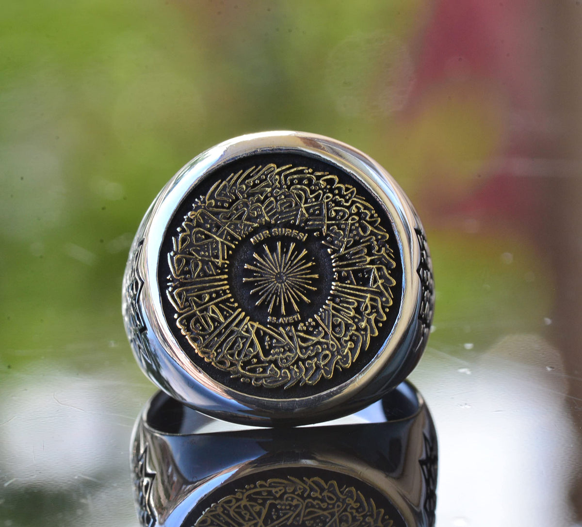 KAMBO Surat'ul Nur Quran Ring Handmade 925 Sterling Silver Minimalist Islamic Men's Ring Arabic Religious Jewelry Custom