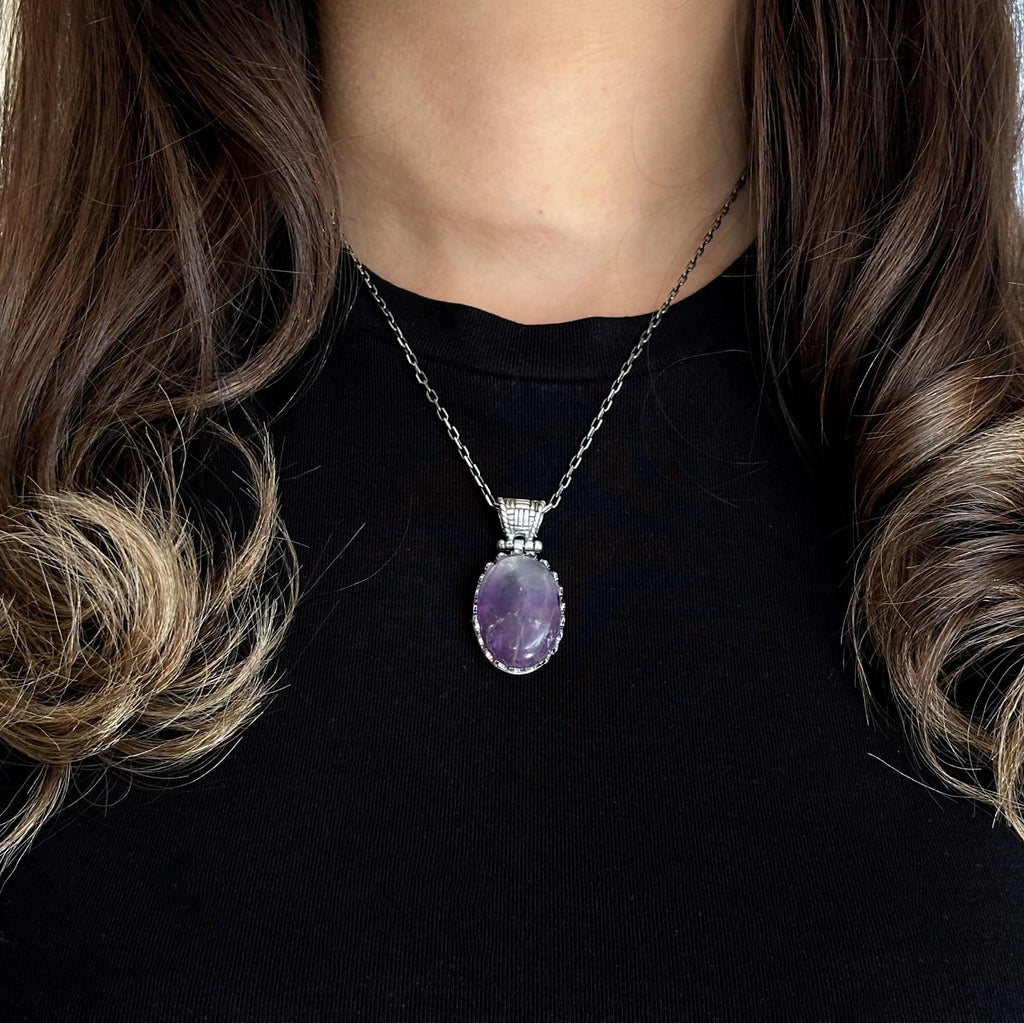 Natural Amethyst Necklace - 925 Sterling Silver Necklace — 4