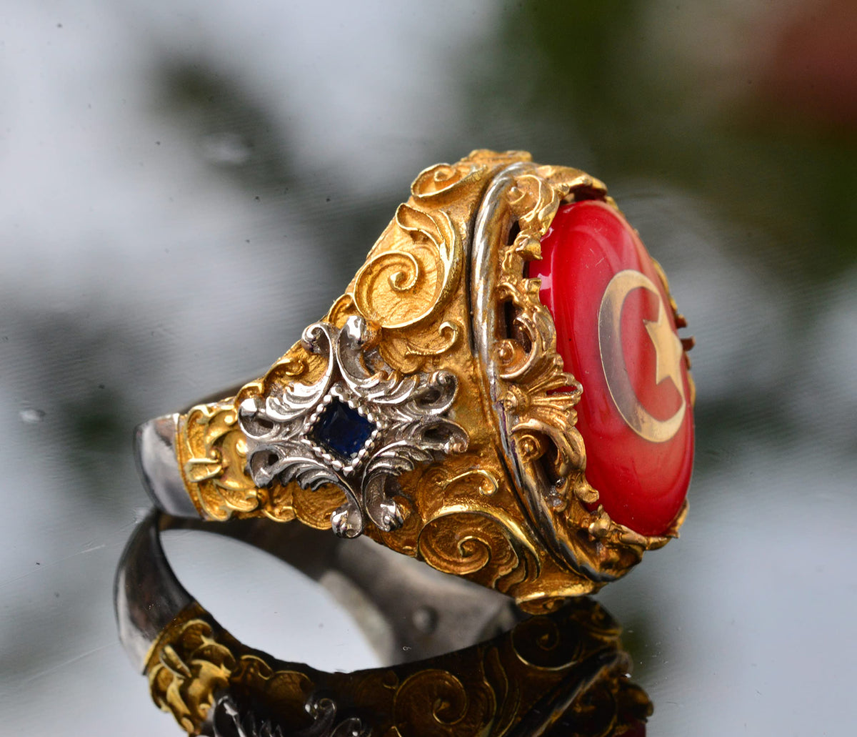 Silver Crescent and Star Ring — 4