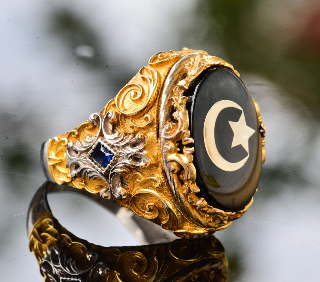 Gold Plated Silver Ring (Star and Crescent) — 4