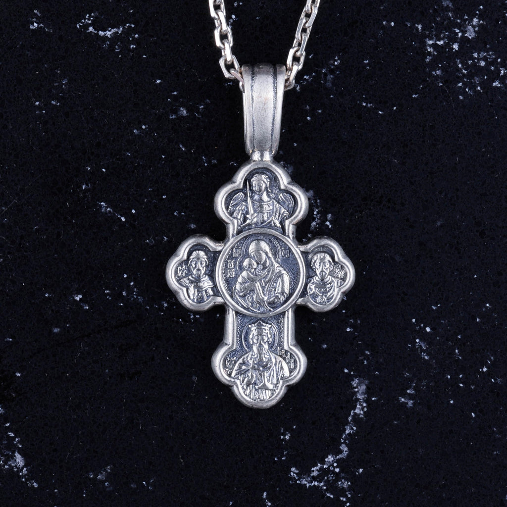 KAMBO 925 Sterling Silver Cross Necklace - Mary and Jesus Engraving - Handmade Religious Jewelry — 3