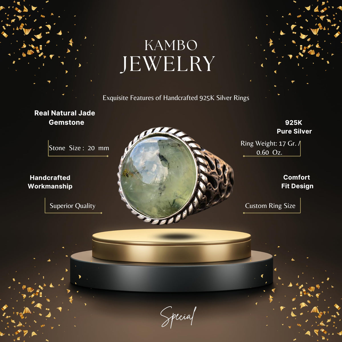 Natural Jade Stone Ring — 2