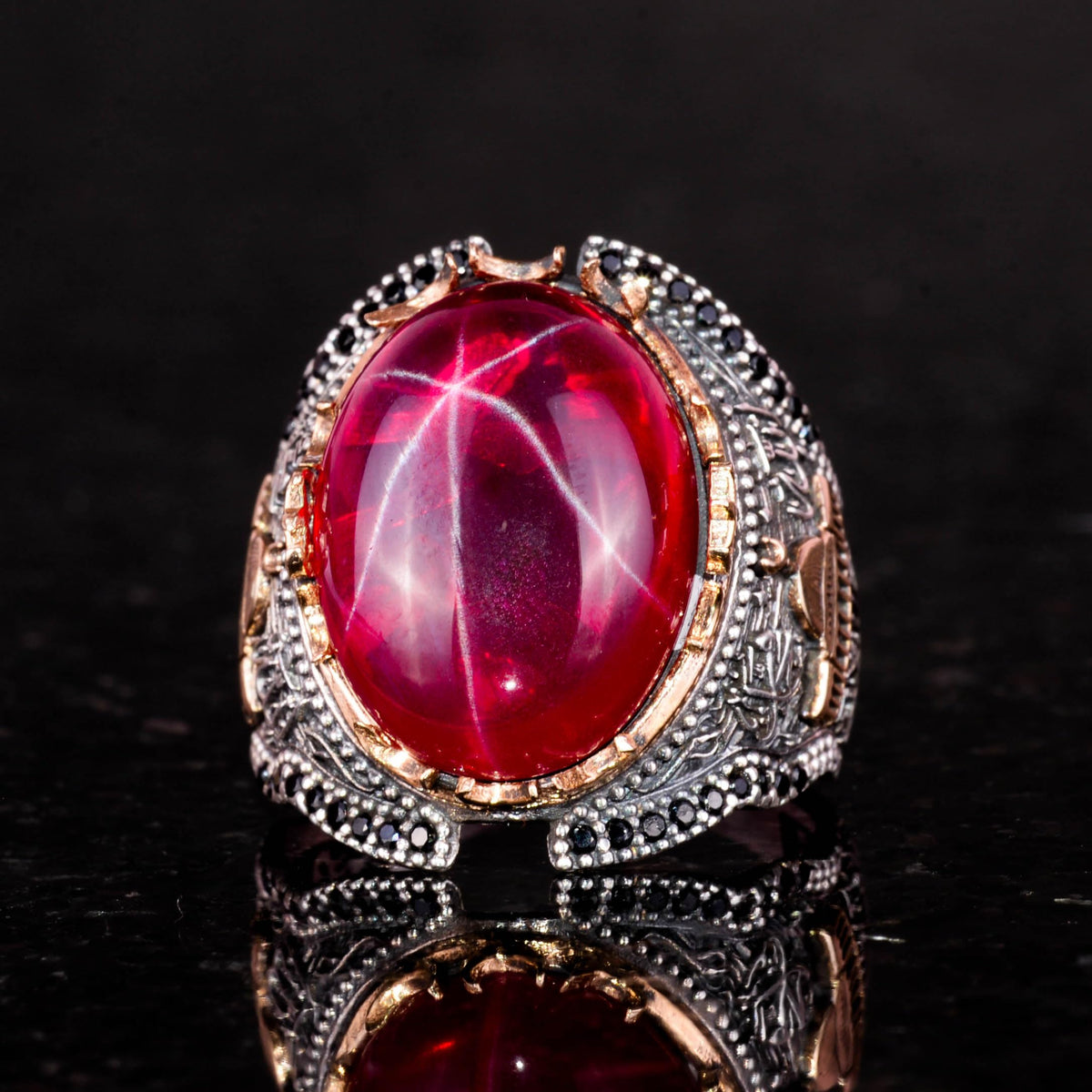 Islamic Star Ruby Stone Ring — 3