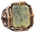 Real Prehnite Jade Ring - 925 Sterling Silver Men's Band Ring
