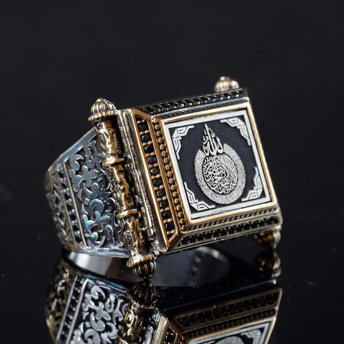Ayat al-Kursi Engraved Silver Men's Ring, Handmade Silver Islamic Men's Ring, Allah Inscribed — 5