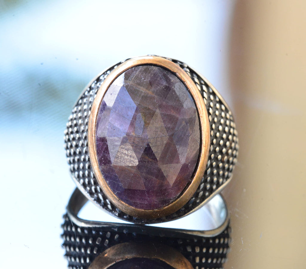 Natural Sapphire Men's 925 Sterling Silver Ring — 7