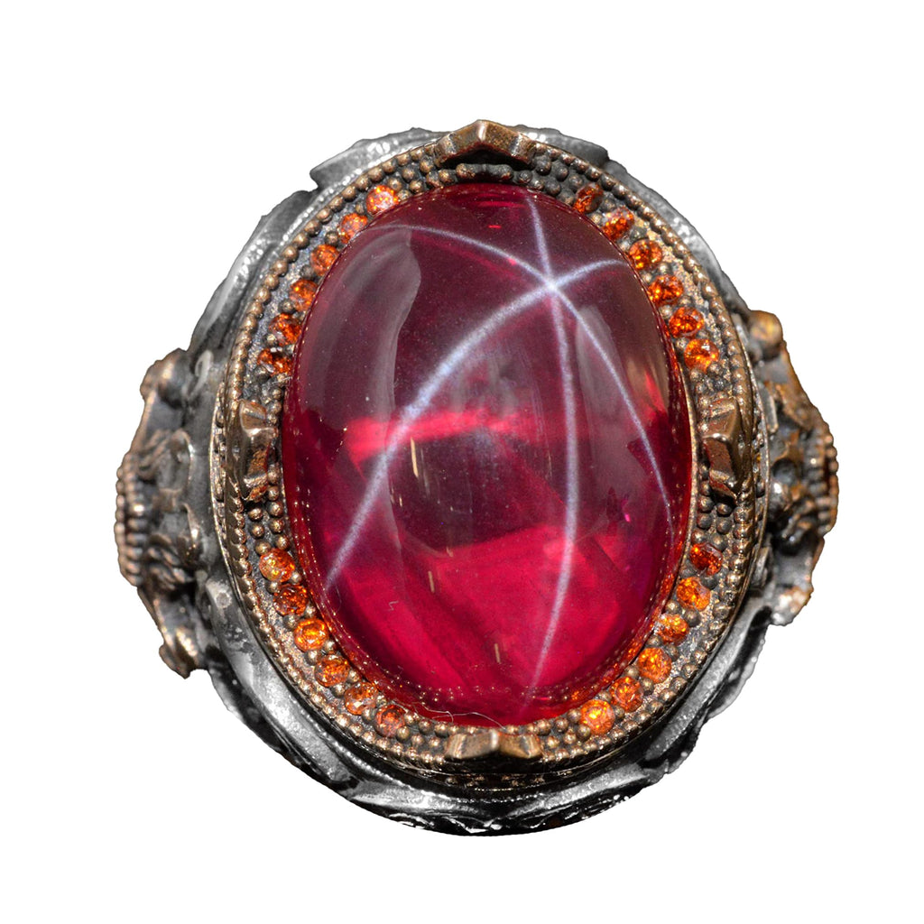 Natural Star Ruby Stone Ring - 925 Sterling Silver