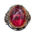 Natural Star Ruby Stone Ring - 925 Sterling Silver