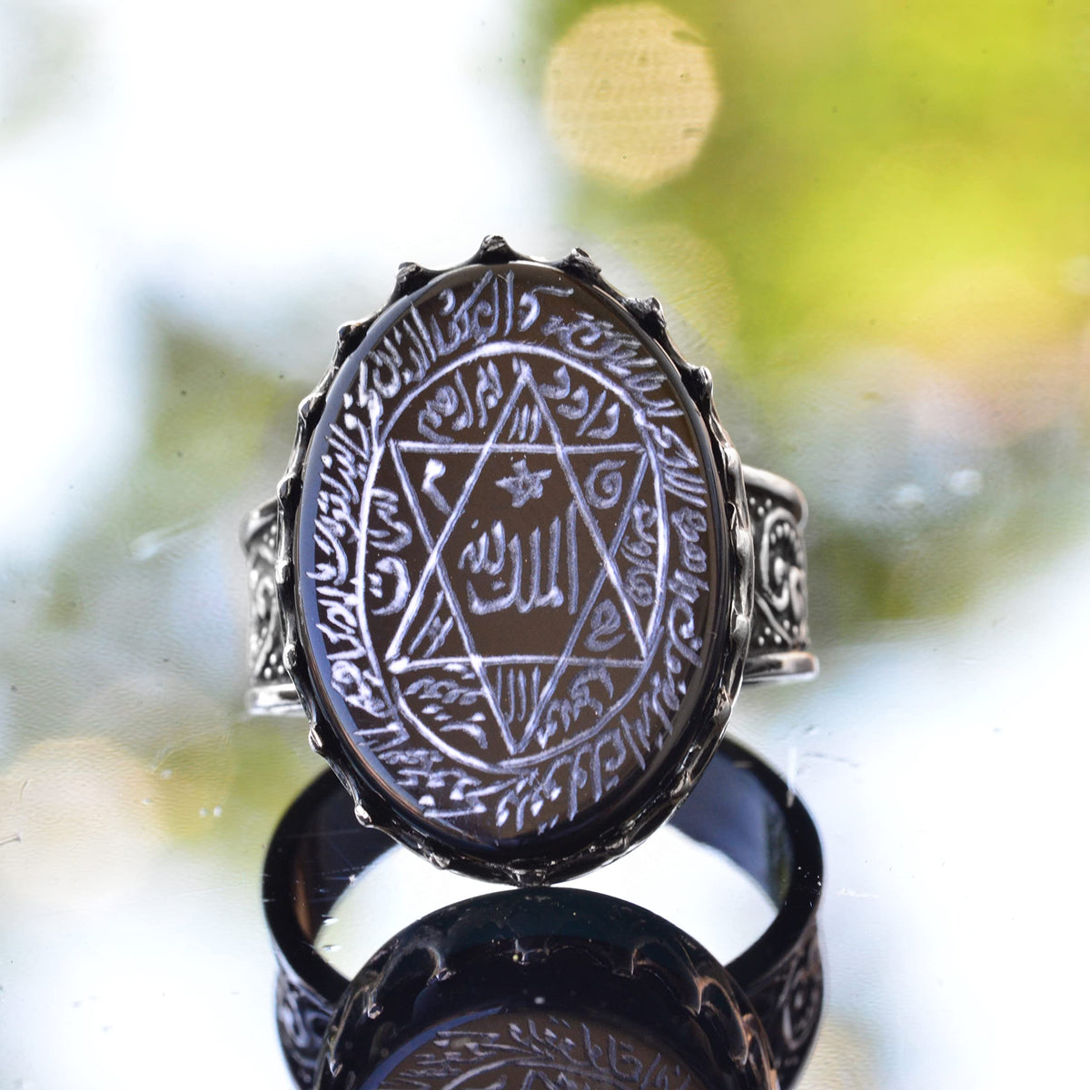 King Solomon Seal Onyx Stone Ring - White 925 Sterling Silver Men's Star of David Jewelry — 5