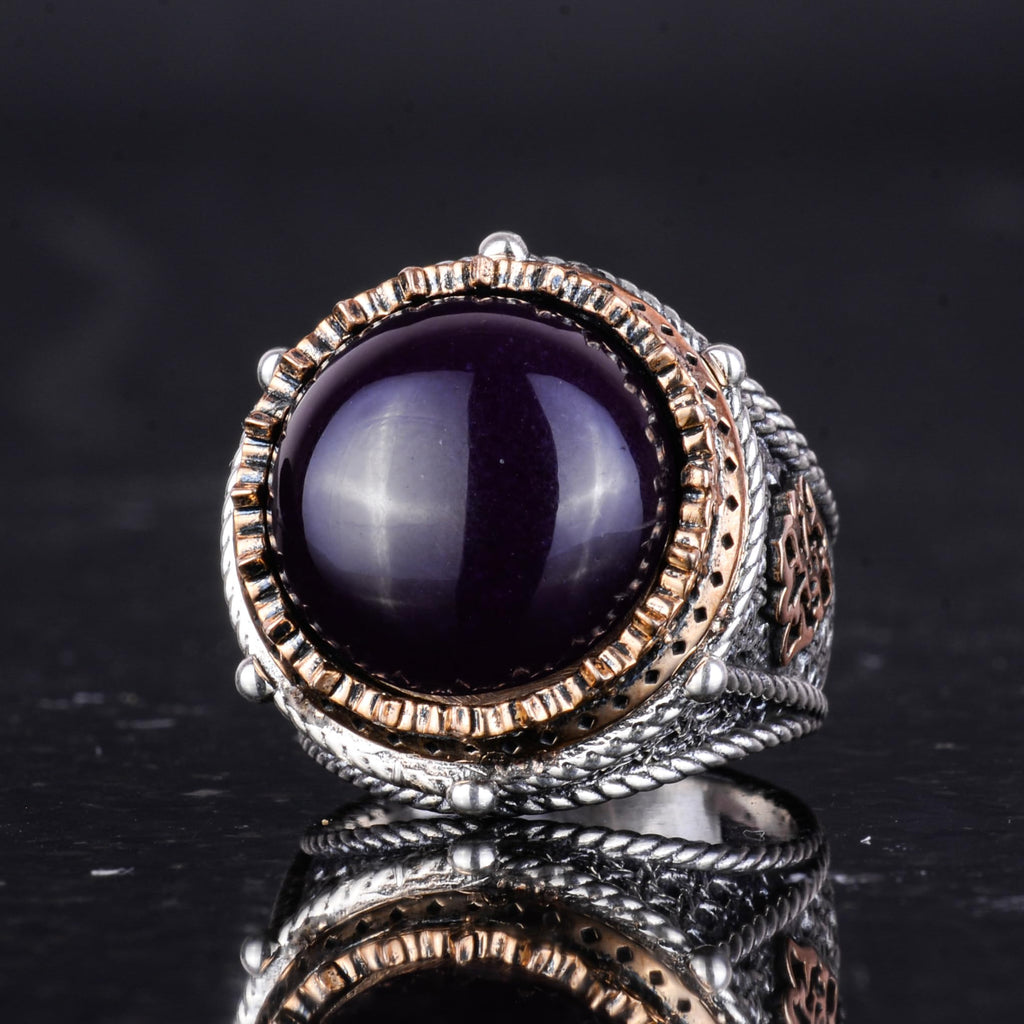 Natural Stone Handmade Ring - 925 Sterling Silver (Onyx) — 6