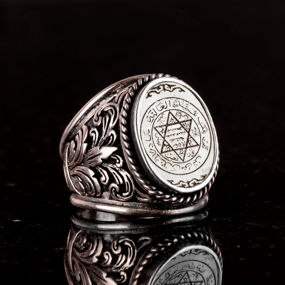 King Solomon Seal Silver Ring, 925 Sterling Silver Men's Ring, Star of David — 4