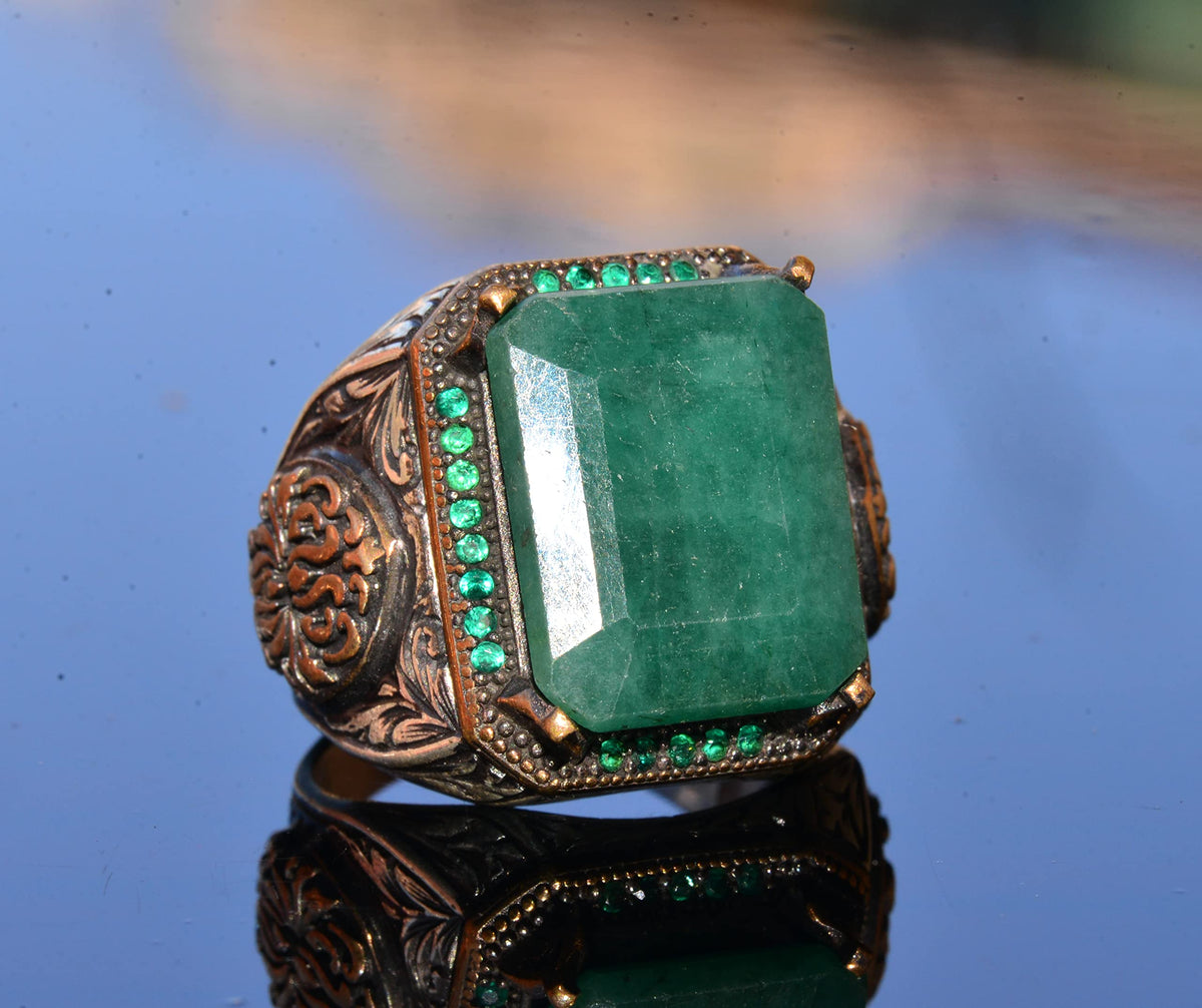 Emerald Natural Stone Sultan Ring — 3