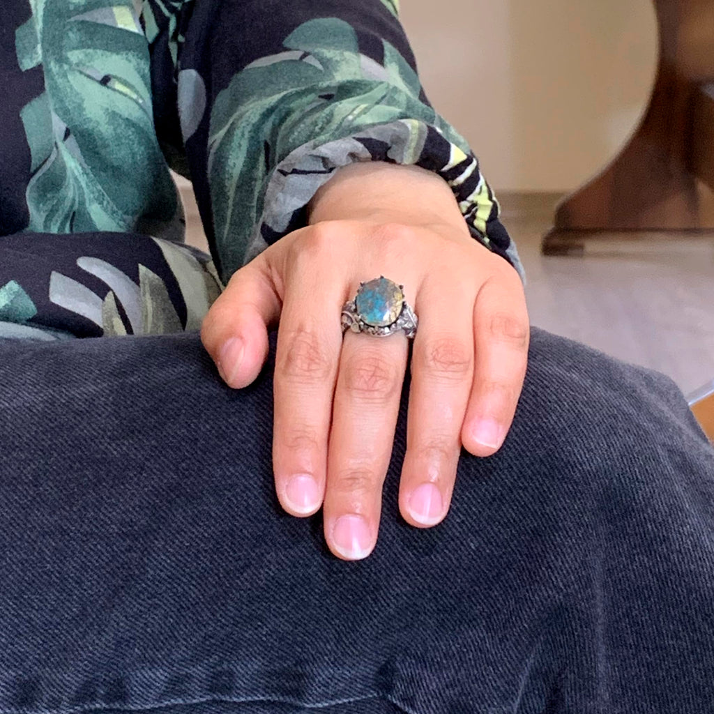 Natural Arizona Turquoise Stone Ring, 925 Sterling Silver Ring, Minimalist Handmade Ring (Model-6) — 3