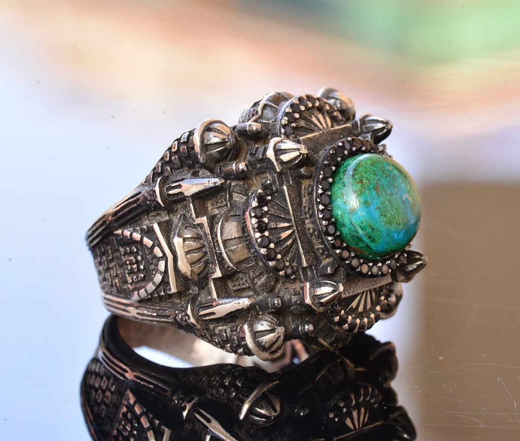 Luxury 925 Sterling Silver Ring for Men - Stylish and Magnificent Design with Chrysocolla Stone — 4