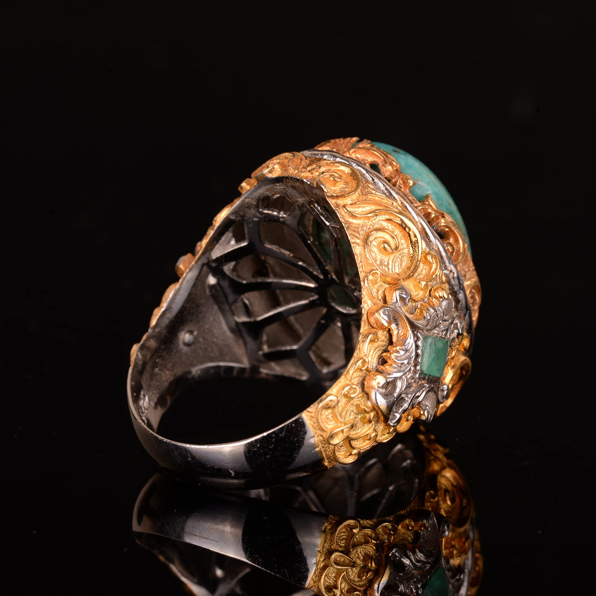 925 Sterling Silver Men's Ring with Natural Arizona Turquoise Stone - Bold and Stylish Design, Suitable for Daily Wear and Special Events — 7