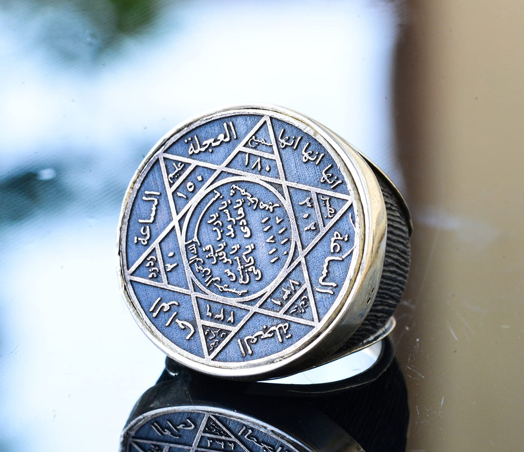 Round Star of David Ring, 925 Sterling Silver Men's Ring — 3