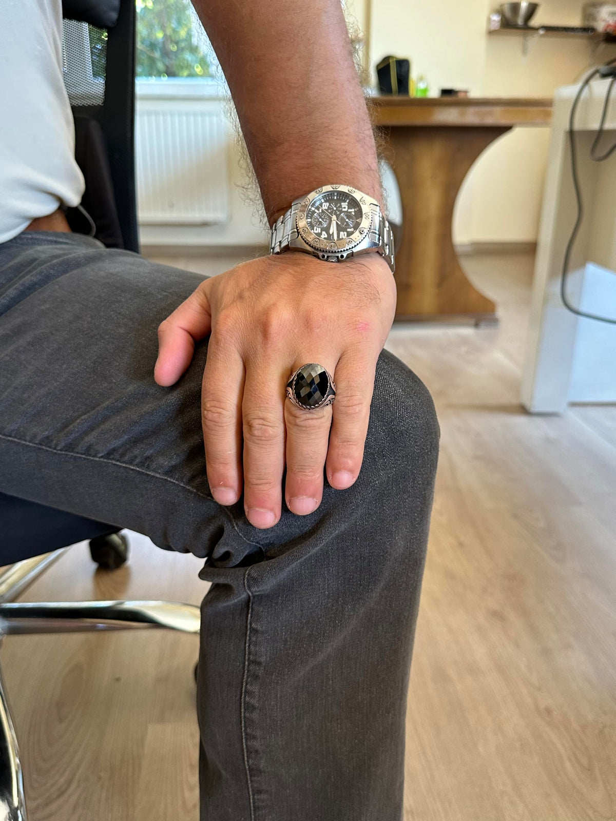925 Sterling Silver Ring - Onyx Stone Handmade Ring — 3