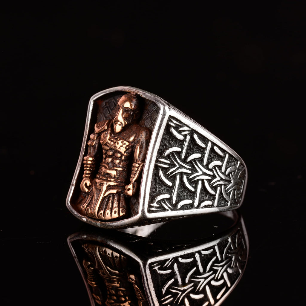 KAMBO Sterling Silver Spartan Warrior Ring – Handcrafted 925 Sterling Silver Jewelry – Bold Ancient Greek Helmet Design 