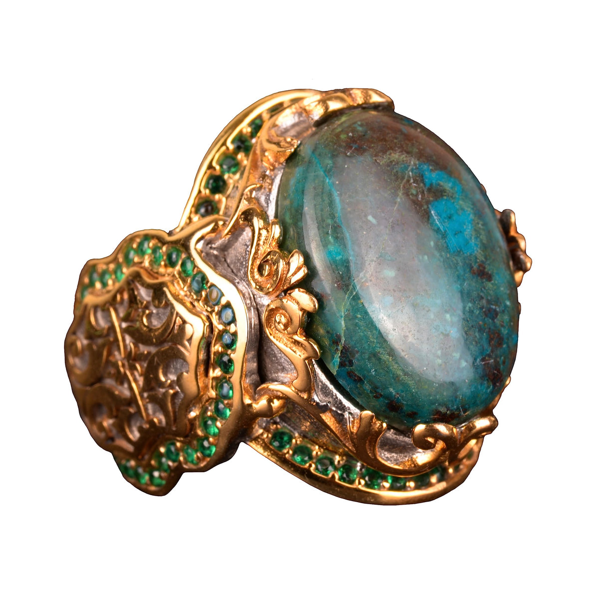 925 Sterling Silver Ring, Natural Chrysocolla Stone Ring, Handmade Ring