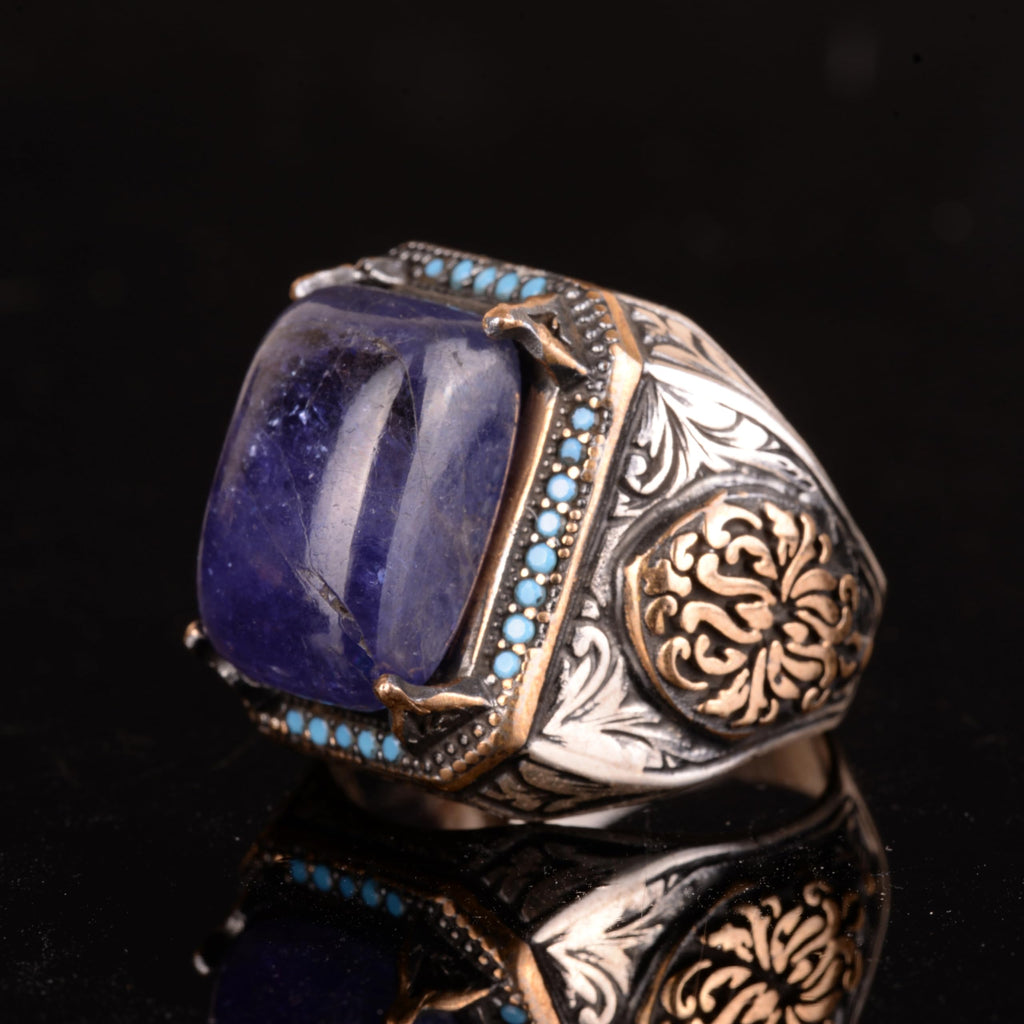 Natural Tanzanite Stone Ring, Handmade 925 Sterling Silver Ring — 6