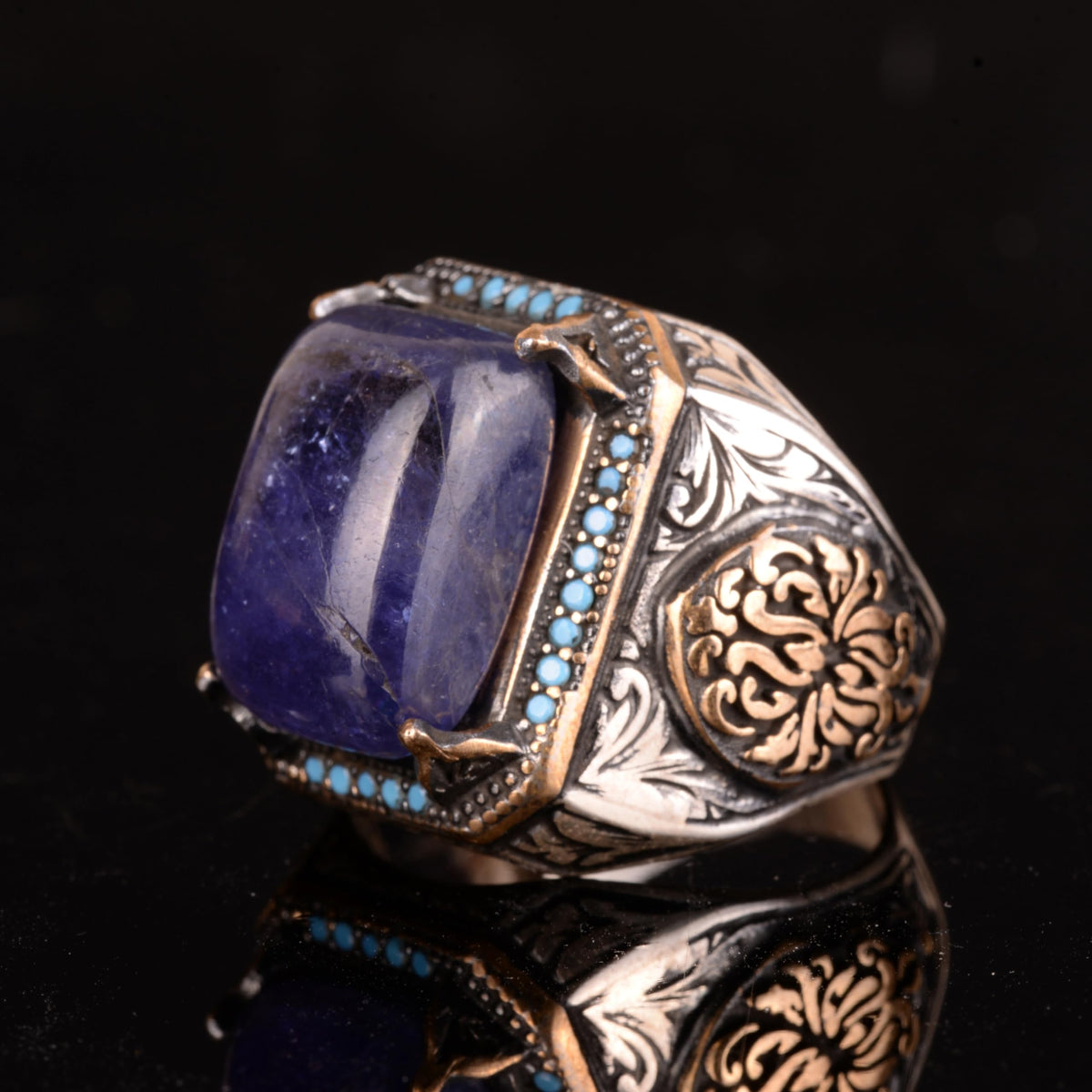 Natural Tanzanite Stone Ring, Handmade 925 Sterling Silver Ring — 6