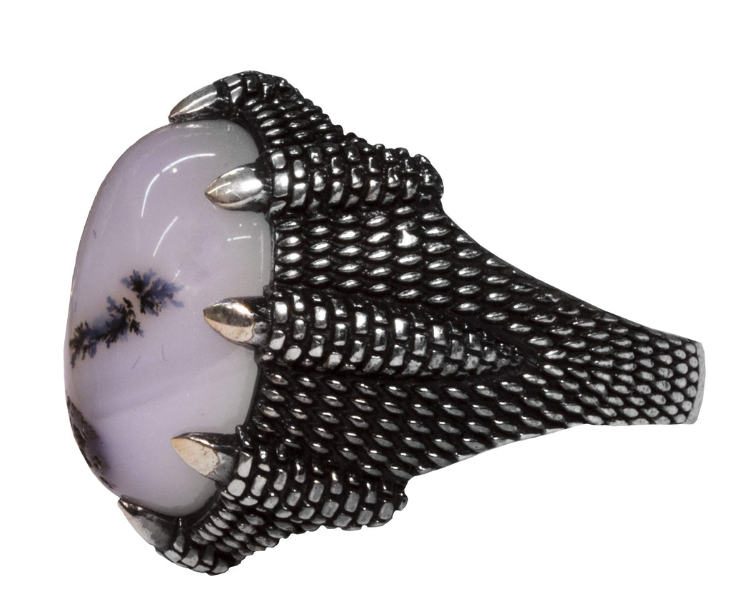 925 Sterling Silver Men's Ring - Yemen Agate - Eagle Claw Design - Handmade Jewelry — 4