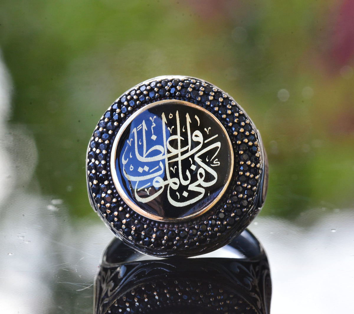 KAMBO Handmade Ottoman Tugra Ring for Men, 925 Solid Sterling Silver Religious Statement Jewelry, Vintage Islamic Design