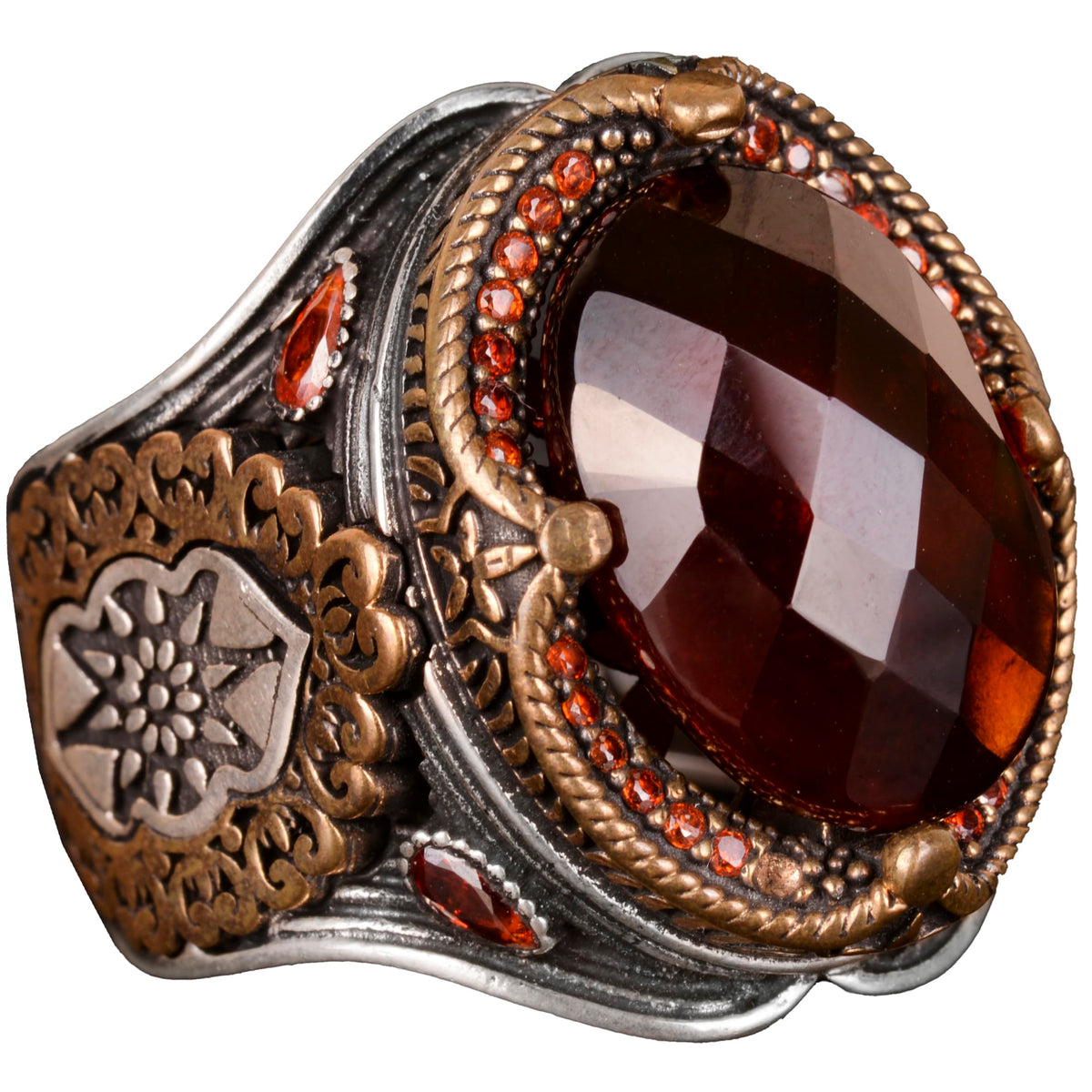 Natural Garnet Stone Ring, 925 Sterling Silver