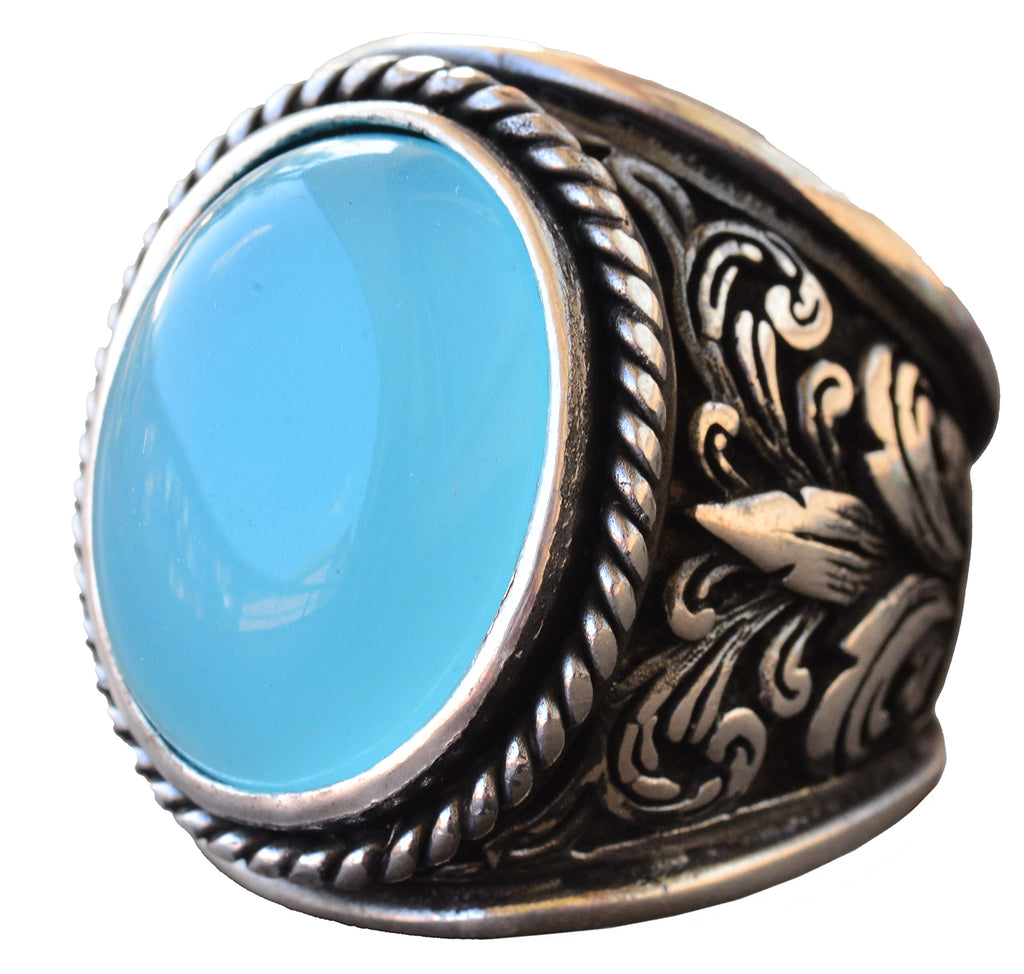 925 Sterling Silver Ring for Natural Chalcedony Stone Collection